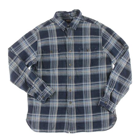 Ralph Lauren Mens Plaid Workshirt Button Up Shirt, Blue, Small at Amazon Men’s Clothing store