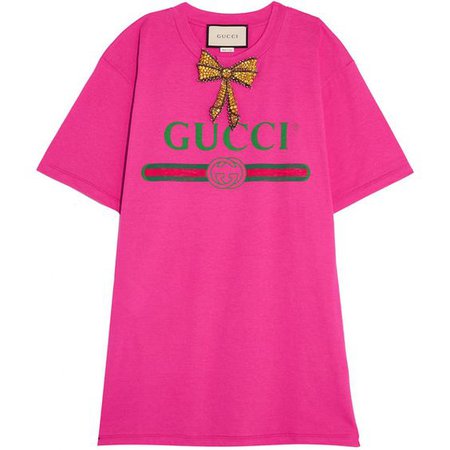 Gucci Embellished printed cotton-jersey T-shirt