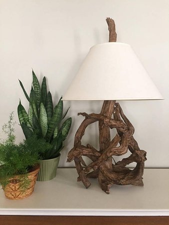 Vintage Mid Century Driftwood Lamp Large Table Lamp with