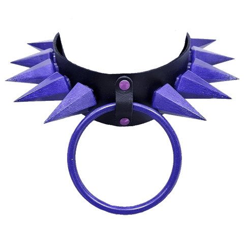 purple and black spiked ring collar