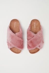 H&M faux fur slippers