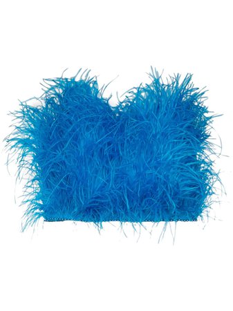 Shop blue The Attico feathered bandeau crop top with Express Delivery - Farfetch