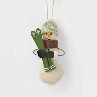 Snowman With Green Skis Christmas Tree Ornament - Wondershop™ : Target