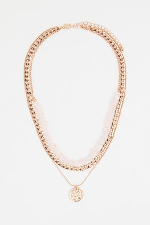 Three-strand necklace - Gold-colored/light pink - Ladies | H&M US
