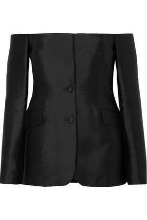 Gabriela Hearst | Dorothea off-the-shoulder silk and wool-blend blazer | NET-A-PORTER.COM