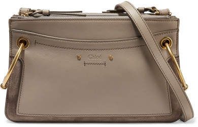 Roy Mini Leather And Suede Shoulder Bag - Gray