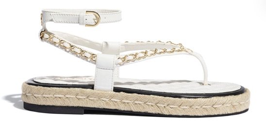Chanel White Lambskin Sandals