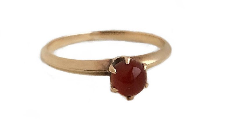 Antique Carnelian Ring 14k Rose Gold Rustic Red Gemstone | Etsy