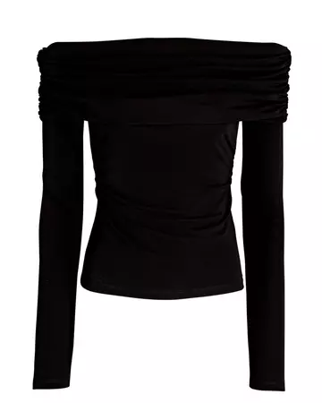 INTERMIX Raissa Off-The-Shoulder Jersey Top in black | INTERMIX®
