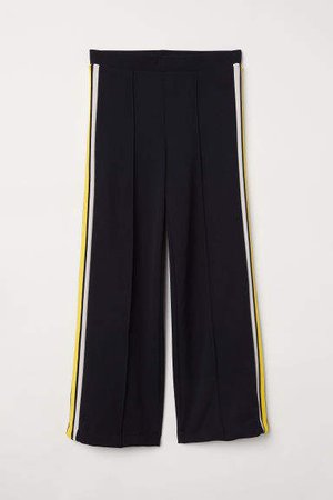 Pants with Side Stripes - Black