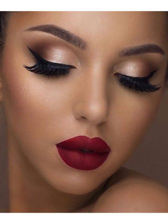 bold red lip look