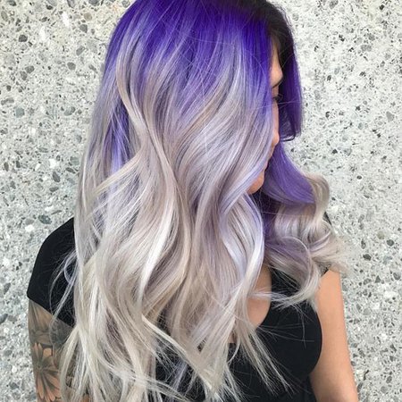 White & Purple-Blue Ombre Hair