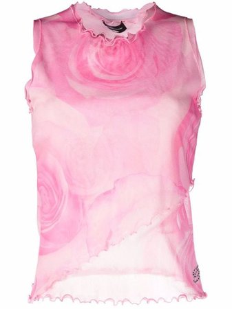 Blumarine rose-print tank top