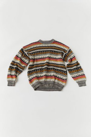 Vintage Grey Multi-Print Sweater | Urban Outfitters