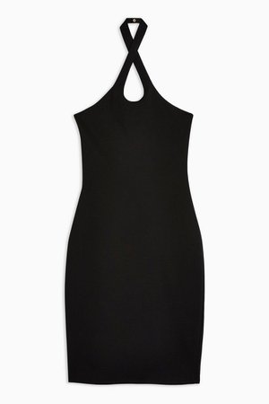 Black Cross Halter Neck Bodycon Midi Dress | Topshop
