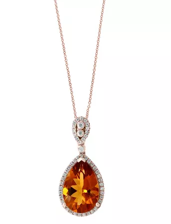 Bloomingdale's Madeira Citrine & Diamond Teardrop Pendant Necklace in 14K Rose Gold, 18" - 100% Exclusive | Bloomingdale's