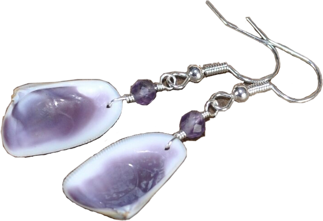 FairiesNearby: Purple Amethyst Seashell Earrings