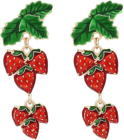 Amazon.com: Strawberry Earrings Large Funny Sweet Red Strawberry Dangle Earrings Lightweight Resin Fruit Jewelry for Women Girls (A): Clothing, Shoes & Jewelry