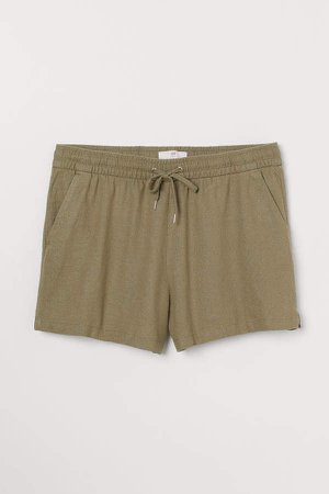 Linen-blend Shorts - Green