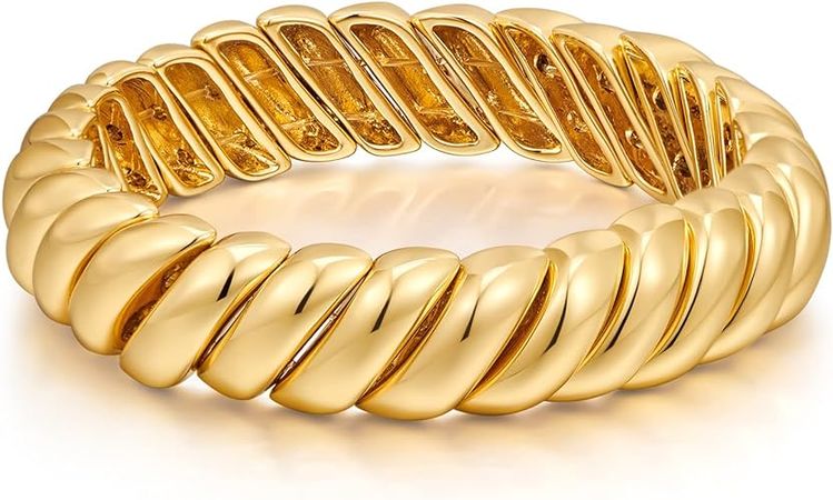 Amazon.com: FAMARINE Gold Chunky Bangle Bracelet, Stretchable Elastic Bracelet for Women Men: Clothing, Shoes & Jewelry