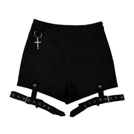 Gothic Punk Cross Ring Harness Shorts