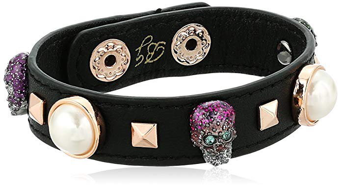 Amazon.com: Betsey Johnson Women's Rose Gold Skull Leather Wrap Bracelet, Multi: Gateway