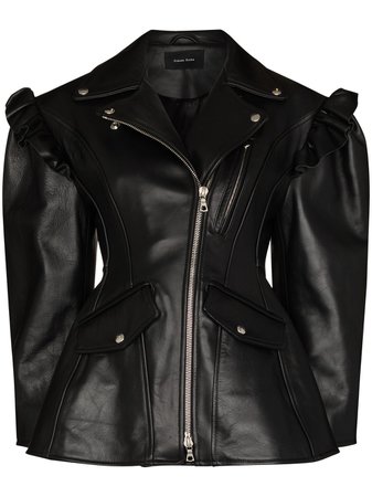 Shop Simone Rocha frill-detailing biker jacket with Express Delivery - FARFETCH