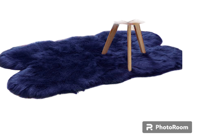 fur blue rug