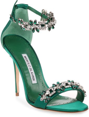Manolo Blahnik Firadou 105 emerald crystal sandal
