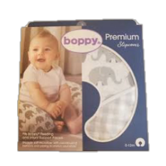 Boppy Premium Original Support Cover, FKA Nursing Pillow Cover, Gray Elephants Plaid