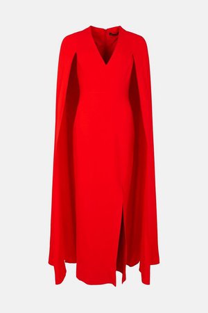 Compact Viscose Cape Sleeve Maxi Dress | Karen Millen