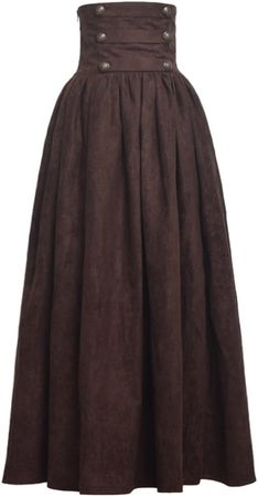 BLESSUME Gothic Skirt Lolita Steampunk High Waist Walking Skirt (2X-Large, Brown) at Amazon Women’s Clothing store