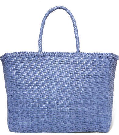 Diffusion - Basket Woven Leather Tote - Blue