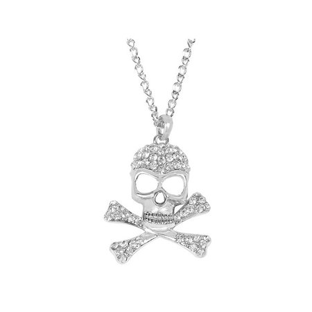 Clear Rhinestone Crystal Skull Crossbones Halloween Costume Pirate Jewelry Pendant Necklace - Walmart.com