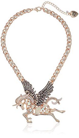 Betsey Johnson "Critters" Pave Pegasus Pendant Necklace: Jewelry
