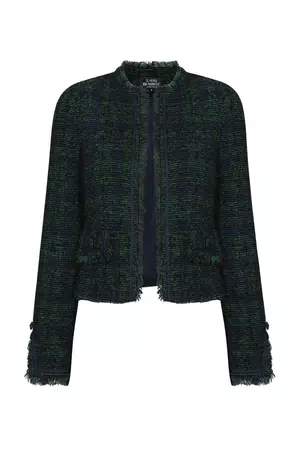 Short Navy and Green Check Tweed Jacket - Carrie | Lalage Beaumont