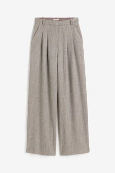 H&M grey herringbone wide-leg pants