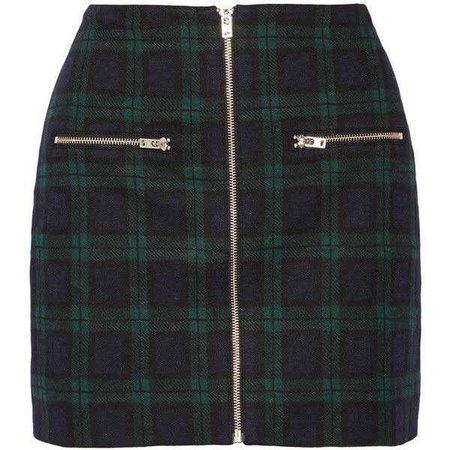 Blue and Green Plaid Skirt