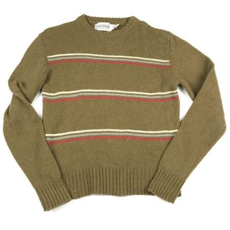 Vintage 80’s 90’s tan colored striped sweater. Men’s... - Depop