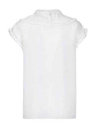 white frill neck blouse - Google Search