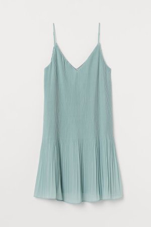 Pleated Chiffon Dress - Sage green - Ladies | H&M US