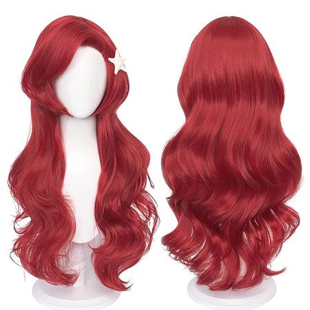 Amazon.com: Probeauty Mermaid Wig with Starfish Hair Clips, 31inch Long Red Mermaid Curly Wig for Women Body Wave Wig for Halloween Costume : Clothing, Shoes & Jewelry