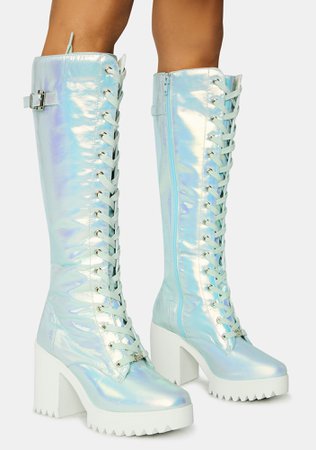 Sparkl Fairy Couture Blue Fairy Lace Up Boots | Dolls Kill