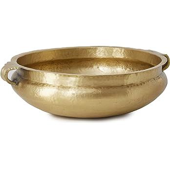 Amazon.com: Serene Spaces Living Gold Brass Handmade Hammered Metal Decorative Bowl – Perfect Fruit Basket, Home Décor, Centerpiece Table Decoration, Serving Bowl, 5.25" Tall & 15.75" Diameter: Home & Kitchen