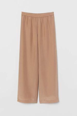 Wide-leg Silk-blend Pants - Beige