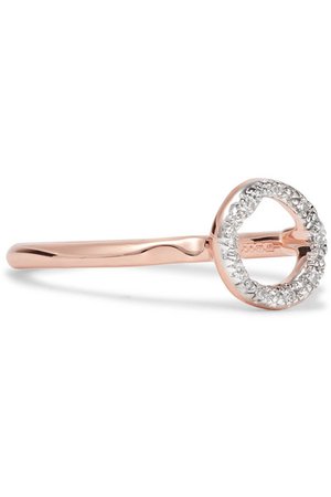 Monica Vinader | Riva Mini Circle rose gold vermeil diamond ring | NET-A-PORTER.COM