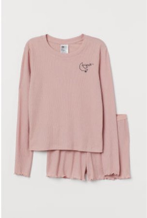 Ribbed Jersey Pajamas - Pink - H&M