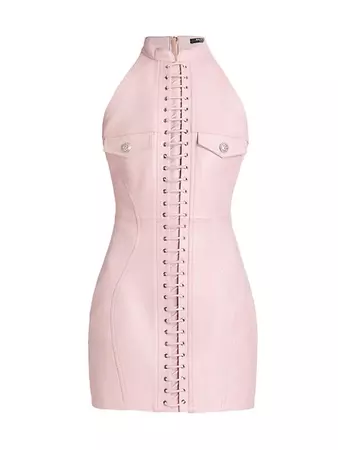 Shop Balmain Leather Minidress | Saks Fifth Avenue