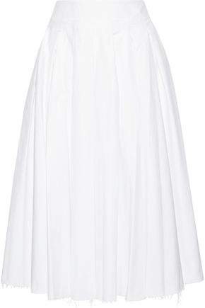 Alexa Pleated Cotton-twill Midi Skirt