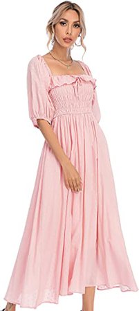 R.Vivimos Women Summer Half Sleeve Cotton Ruffled Vintage Elegant Backless A Line Flowy Long Dresses at Amazon Women’s Clothing store